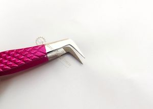 Pinzas para pestañas de acero inoxidable rosa fuerte con purpurina y logotipo personalizado, extensión de pestañas de etiqueta privada con nuevo volumen de fibra de alta punta - Product Image 4