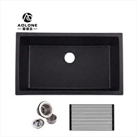 Évier de cuisine en pierre de quartz noire Premium 6845G - Bassin en pierre composite durable à cuve unique pour cuisines modernes