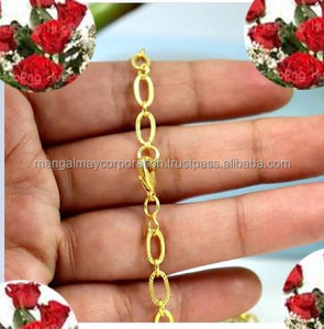 Cadena con Bisel Ovalado Chapada en Oro y Plata de Ley Personalizada para Mujer - HARI OM CREATIONS - Product Image 5