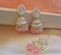 Boucles d'oreilles chandelier Kundan Jhumka en alliage de zinc plaqué or de haute qualité, style ethnique traditionnel, avec perles, dernier design, cadeau pour femme