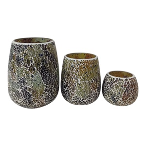 Vasos de vidrio para velas de tonos Beige multicolores hechos a mano de alta calidad, tarros decorativos, mosaico craquelado para el hogar, soporte votivo - Product Image 6