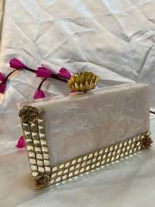 Pochette en résine de style bohème orné de pierres étanches chaînes écologiques boutons sacs à main de fête de mariage pour les femmes - Product Image 3