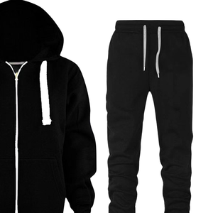 <b>Black</b> Zip Up <b>Hoodie</b> Tracksuit With Jogger Pants For <b>Men</b> Women Winter Casual Sportswear Wholesale OEM Custom Logo - Product Image 4