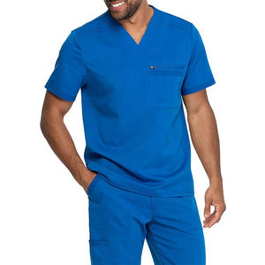 Último conjunto de uniforme de trabajo para hombre, de manga corta con bolsillo Tops, pantalones largos, uniformes de enfermera de 2 piezas, trajes de clínica, ropa de trabajo con cuello en V - Product Image 3