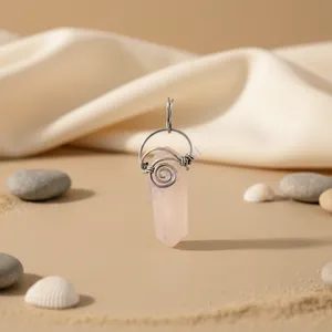 Pendentif en cristal de quartz plaqué argent pour femme avec pierre précieuse certifiée, cadeau de bijoux - Product Image 1