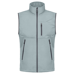 Transpirable sólidos colores diseño invierno personalizado sin mangas Patchwork 4 vías cremallera completa ligero Softshell a prueba de viento Golf chaleco - Product Image 3