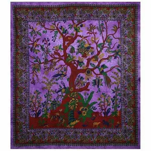 印度手工曼陀罗羽绒被套棉质床上用品套装带枕套曼陀罗毯波西米亚唐娜扎染生命之树