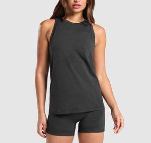 High Quality Knitted <b>Short</b> Women's Breathable Quick Dry Tank <b>Top</b> <b>Sleeveless</b> Fitness Outdoor Wear - Product Image 6