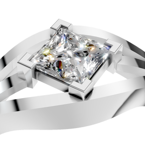 Anillo de Compromiso de Oro Sólido de 14K con Moissanita Corte Princesa de 0.5 Ct, Anillo de Boda Solitario con Vástago Dividido, Joyería Chapada en Rodio para Fiesta - Product Image 3