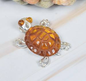 Colgante de piedras preciosas multiforma con diseño de tortuga ámbar Báltico Natural de Plata de Ley sólida 925 - Product Image 2