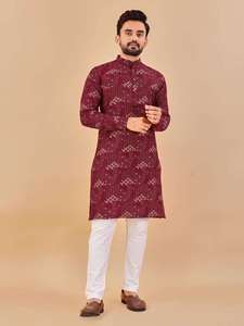 Lightweight <b>Summer</b> Wear Cotton Fabric Mens Kurta <b>Pyjama</b> Breathable Fabric Cooling Material Ideal <b>For</b> Hot Weather Comfortable - Product Image 5