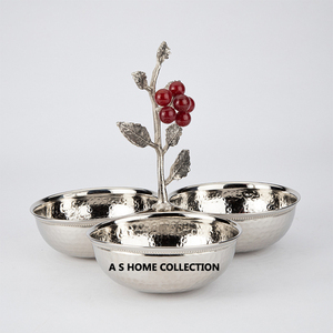Bol de service en argent de la meilleure qualité Bols à fruits décoratifs en aluminium coulé pour un usage domestique Combiné trois bols - Product Image 2