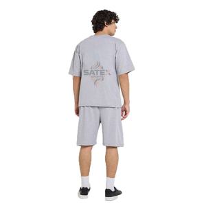 Lightweight Stylish Unisex Summer Two-Piece Set for <b>Men</b> 100% Cotton Breathable Casual <b>Short</b> Sleeve Top <b>Shorts</b> Customized Color - Product Image 5