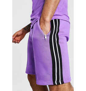 <b>Purple</b> Crewneck T-shirt Drop Shoulders Matching 2 Pcs <b>Tshirt</b> and Shorts Set Men Tracksuit Sweatsuit Shirt Shorts Set for Summer - Product Image 4