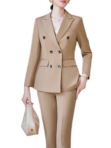 Otoño Invierno mujer chaleco Blazer y pantalón traje negro caqui Oficina señoras negocios trabajo carrera desgaste Formal 3 piezas conjunto 2026 - Product Image 6