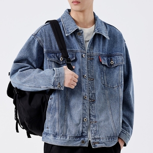 Chaqueta vaquera con logotipo bordado impreso personalizado de alta calidad para hombre, ropa de calle de primavera, chaqueta vaquera fina de algodón con logotipo frontal - Product Image 3