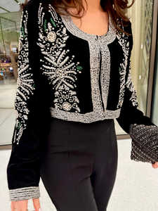 เสื้อแจ็คเก็ตงานเลี้ยงกลางคืนแบบซาติน ดีไซน์วินเทจเป็นมิตรกับสิ่งแวดล้อม ปรับแต่งได้ INSPO KARAKOU - Product Image 2