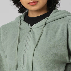 Chaqueta deportiva de manga larga con estampado bordado para mujer, OEM diseño personalizado, Sudadera corta con cremallera completa, sudadera deportiva de talla grande, transpirable y lavada - Product Image 6