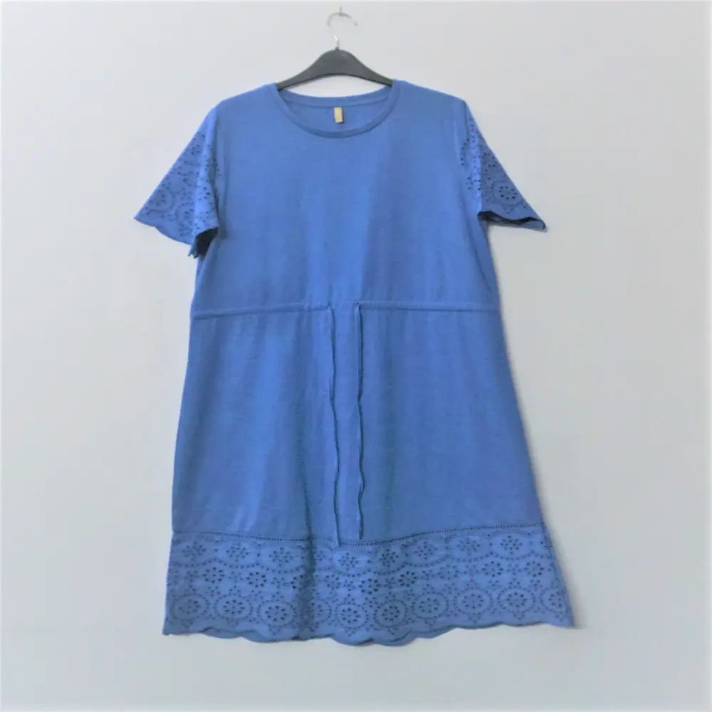 Women's Solid Blue Color Casual Maxi Standard Dress Export Quality OEM Hot Sale Cheap Price 100% Cotton Fabric Knitted Dress