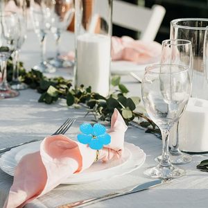 Anneaux de serviette floraux en alliage élégant boucles de serviette en métal pour mariage vacances de noël occasions spéciales améliorer la décoration de table - Product Image 1