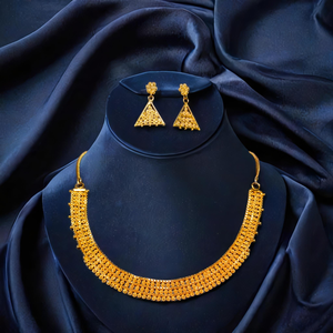 Ensemble de boucles d'oreilles collier en vrac avec plaqué or 22 carats style unique pour femmes ensemble de boucles d'oreilles collier bijoux par les exportateurs - Product Image 3