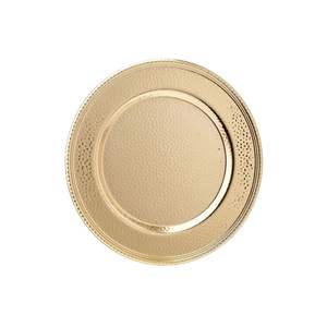 Assiette de présentation ronde en laiton doré de 13 pouces avec bordure perlée de luxe pour mariage, banquet, événement, décoration de table de fête - Product Image 6