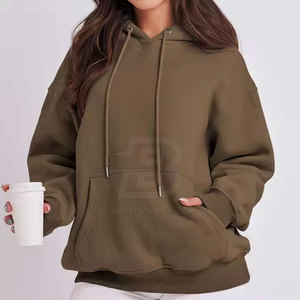 Pull-over à capuche personnalisé de haute qualité pour femmes, tenue décontracté de grande taille pour l'hiver avec doublure devant et logo, vente en ligne - Product Image 2