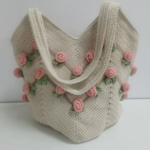 Sac à bandoulière fait main au crochet, orné de roses, pour femme, usage quotidien, vente en gros, produit phare - Product Image 5