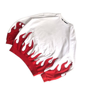 Sudadera Personalizada de Estilo Urbano para Hombre, Corte Regular, Felpa de Algodón, Estilo Hip Hop, Estampado de Llamas, Estilo Pullover, Bordada para Invierno - Product Image 3