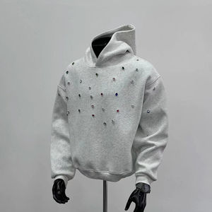 ผู้ผลิตเสื้อฮู้ดดี้ผ้าฝ้าย 100% ปักลายคริสตัลแบบกำหนดเอง บริการ OEM เสื้อสเวตเชิ้ตผู้ชายพิมพ์ลายคุณภาพสูง - Product Image 1