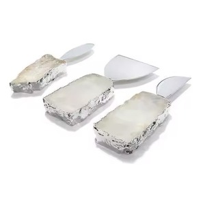 Ensemble de couteaux à fromage en pierre d'agate multicolore avec polissage pour hôtel, ensemble de couteaux à fromage de luxe pour hôtel - Product Image 1