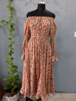 Robe longue d'été en coton faite à la main avec imprimé indien, style streetwear pour femme, mignonne, décontractée, à manches longues, respirante et écologique