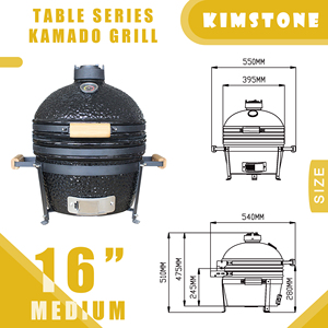KIMSTONE 16 Inch Kamado <strong>Tabletop</strong> Series Ceramic <strong>Grill</strong> Charcoal Smoker the <strong>Best</strong> Choice for Indoor/Outdoor Cooking - Product Image 1