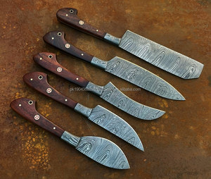 Juego de cuchillos de Chef de estilo japonés de 5 piezas con mango de madera, cuchillos de cocina profesionales de acero damasco para frutas - Product Image 1