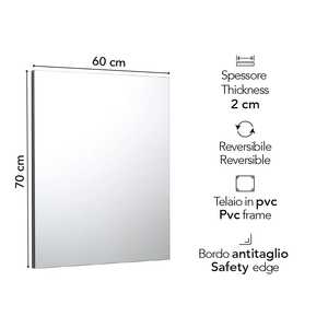 Reversible 60x70 cm Frameless Rectangular <b>Bathroom</b> <b>Mirror</b> Simple Design - Product Image 4