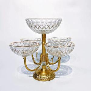 Bol décoratif en verre et métal luxueux, parfait pour les cadeaux, les occasions spéciales, l'affichage, la décoration de table, centre de table, décoration de luxe - Product Image 1