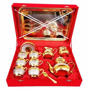 Custom Brass <b>Tea</b> <b>Cups</b> and <b>Saucers</b> Set of 6 Brass Silver and Gold Plated Vintage <b>Tea</b> <b>Cups</b> or <b>Saucers</b> With Tray or Velvet Box - Product Image 2