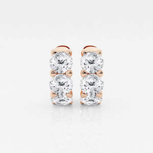 ต่างหูเพชรทรงห่วงสามเม็ด เพชรเพาะเลี้ยงในห้องปฏิบัติการ ทอง 18K สีใส E-F เจียระไนอย่างดี ฝังแบบหนามเตย ชุบโรเดียม ดีไซน์หรูหรา - Product Image 5
