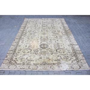 พรมวินเทจขนาดใหญ่ 6.1x8.9 ฟุต (187x272 ซม.) พรมลายแอ็บสแตรกสีน้ำตาลสไตล์ตุรกี - Product Image 1