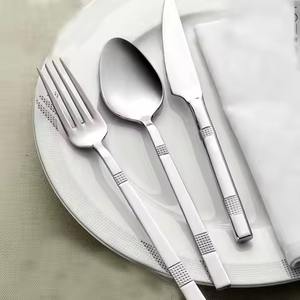 Ensemble de couverts en acier inoxydable, fourchette, cuillère, couteau, manche bleu, pour restaurant, hôtel - Product Image 3