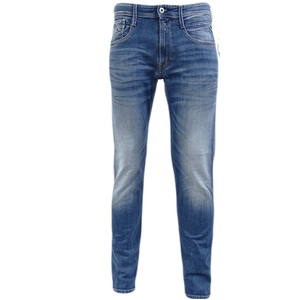 Jean en denim sergé léger 12 oz pour homme, 100 % coton, écologique, respirant, teint uni, coupe droite, taille mi-haute, délavage clair - Product Image 3