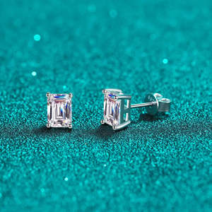 NOVAMART Fine Moissanite <b>Earrings</b> 0.5ct <b>Emerald</b> Whisper <b>Stud</b> <b>Earrings</b>-Single Piece Wholesale Export - Product Image 3