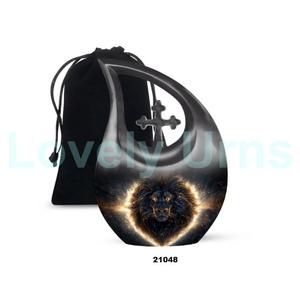 Venta caliente gran lágrima gota León cremación urna para cenizas de adultos urna cruzada decorativa con bolsa de terciopelo gratis - Product Image 3
