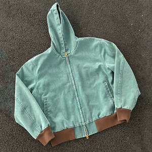 Chaqueta Bomber Extra Grande para Hombre, Corte Cuadrado, con Cierre, Personalizable, Estilo Vintage, Lavado a la Piedra, Lona de Algodón y Elastano, Talla Grande, 50% Algodón, 50% - Product Image 3