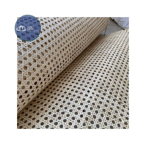 Malla de Ratán Natural Premium de Alta Calidad, Diseño Cuadrado de Flor de Loto Azul - Product Image 1