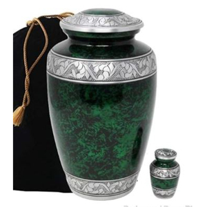 American Style Adult Cremation Urns Low Price Metal Urns with Green Enamel Finish <b>for</b> Human <b>Ashes</b> Competitive Price - Product Image 1