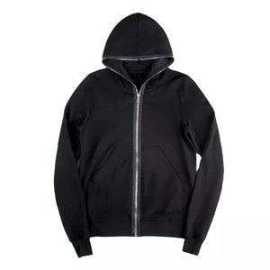 Sudadera con capucha y cremallera completa de doble cabeza 550 GSM con logotipo personalizado para hombre Sudadera con capucha de invierno de calle con patrón sólido de algodón 100% con apliques - Product Image 3