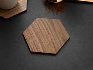 Hexagonal Shaped Wooden <b>Coasters</b> <b>Set</b> Of Four Pieces With Holders Best Crafted - Product Image 4