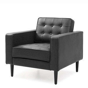 Juego de Sofás Tapizados en Cuero Sintético Negro con Mesa de Centro de Piedra, Muebles para Sala de Estar -CBSF68008 - Product Image 2