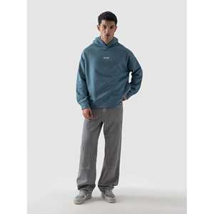 Sweat à capuche 100% coton bleu sarcelle en molleton léger, style streetwear, avec étiquette personnalisée et motif uni imprimé, disponible du XXS au XL - Product Image 3